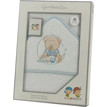 Gamberritos Бебешка хавлия Gamberritos - Мече, 100 х 100 cm, син кант (109681)