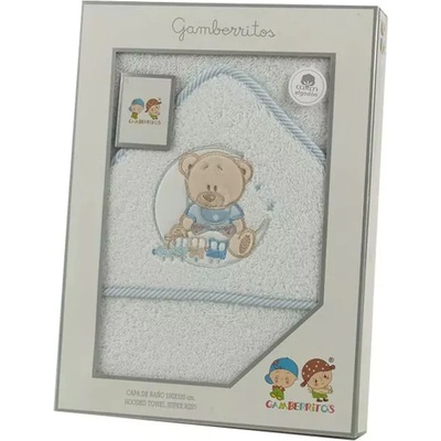 Gamberritos Бебешка хавлия Gamberritos - Мече, 100 х 100 cm, син кант (109681)