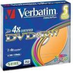 Verbatim DVD+RW(5-Pack)Slim/Цветен//4x/DLP/4.7GB (43297)
