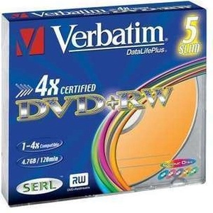 Verbatim DVD+RW(5-Pack)Slim/Цветен//4x/DLP/4.7GB (43297)