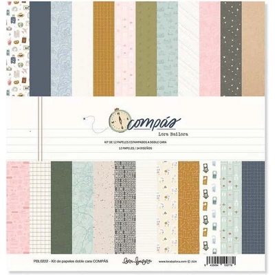 LORA BAILORA 12 oboustranných scrapbookových papírů 30,5 x 30,5 cm / Compás – Zboží Dáma