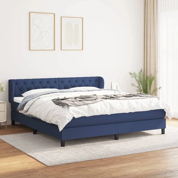 vidaXL Боксспринг легло с матрак, синьо, 160x200 см, плат (3126499)