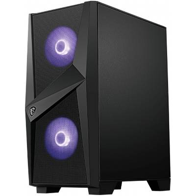 MAG FORGE 100M, Mid-Tower, ATX/Micro-ATX/Mini-ITX, 2x USB 3.2 Gen 1 Type-A, 1x Audio/1x Mic, RGB Hub, RGB Button, 3x 120mm Fans (2x RGB), Mesh Front Panel, Tempered Glass (MAG_FORGE_100M)