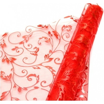Organza 5y/36cm červená s potiskem