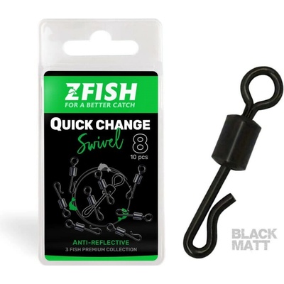 Zfish Obratlík Quick Change Swivel Matt Velikost 8 28kg 10ks – Zboží Dáma