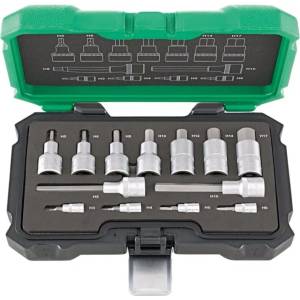 Fortis Комплект бит вложки 1/4 + 1/2" fortis, за вътрешни шестостени, sw, 13 части (fortis 4317784706476)