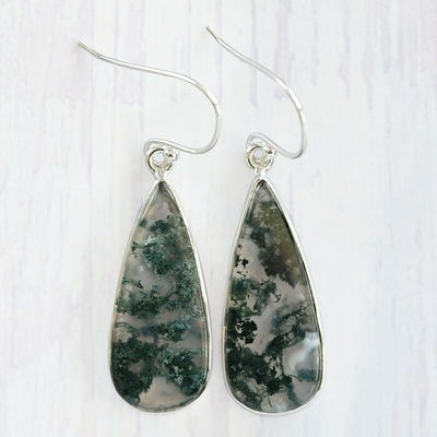 Nefertitis Achát mechový náušnice stříbro Ag 925 E1517 NF56547 2,9 cm, 6,9 g