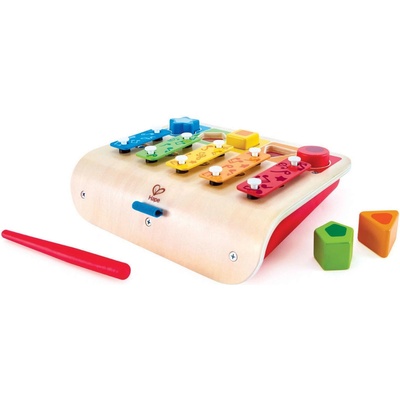Hape Музикална играчка 2 в 1 Hape - Дървен ксилофон и сортер (H0334)