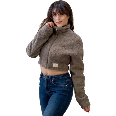Esito dámská mikina Cropped Ema Brown hnědá