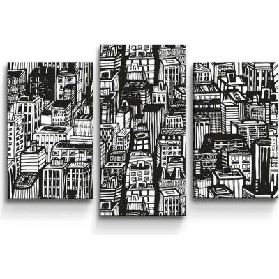 Sablio Obraz - 3-dílný Kreslené mrakodrapy - 75x50 cm