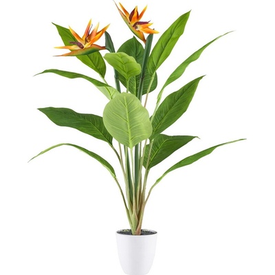 Umělá květina Strelitzia v květináči, 2 květy, 80cm