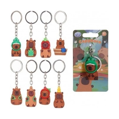Přívěsek na klíče Teddies Capybara kov/plast 5-6cm mix druhů – Zboží Dáma
