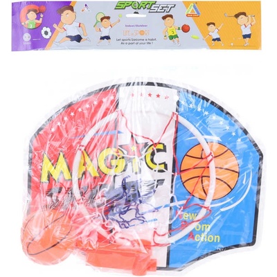 Basketbalový set deska 40x33cm s košíkem a míčem na košíkovou v sáčku