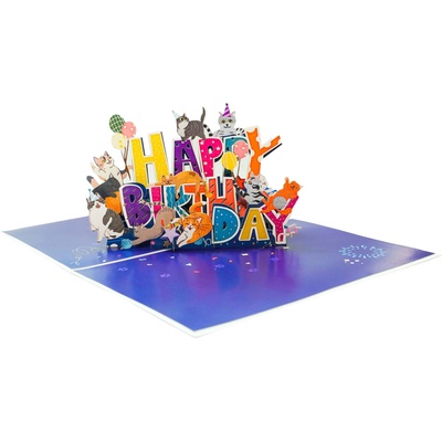 Kiriori Поздравителна картичка Kiriori Pop-up - ЧРД котки (CSBBD046PAEN)