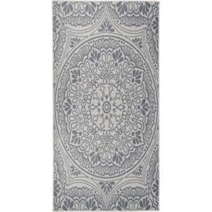 vidaXL Градински плоскотъкан килим, 100x200 см, синя шарка (340829)