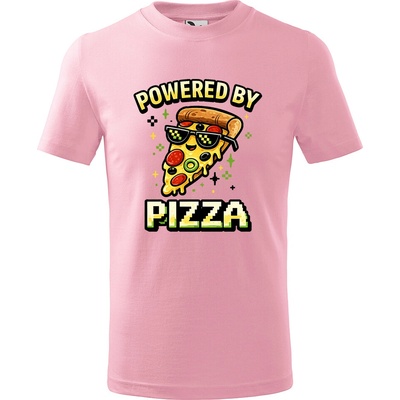 Handel detské tričko Powered by Pizza ružová
