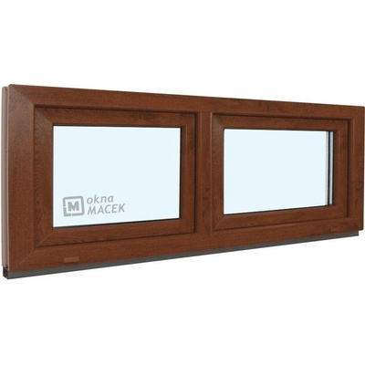 KÖMMERLING Plastové okno - 70 AD, 1500x500 mm, S/S, ořech čiré, ořech/bílá