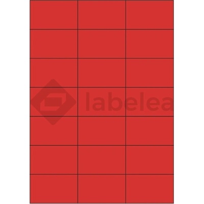 Labelea Samolepiace etikety 70x42,4 mm farebné papierové, na hárku A4, pre laserovú a atramentovú tlač, Farba etikiet Červená, Počet hárkov v balení 100 EPY070042PR021S