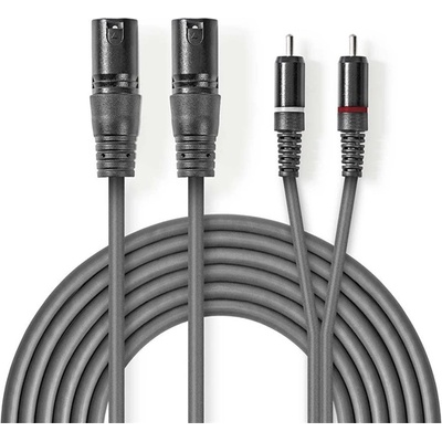Nedis COTH15210GY30 балансиран/симетричен полупрофесионален аудиокабел XLR, 2x XLR 3 пина мъжки - 2x RCA мъжки, 3 м (COTH15210GY30)