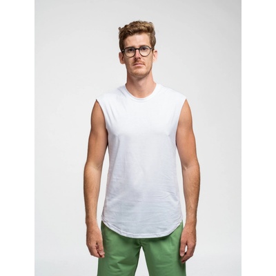 TallGuys Pánské prodloužené tričko bez rukávu óčko Pure white