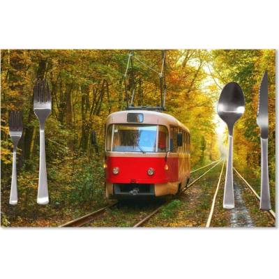 Sablio Prostírání Červená tramvaj v lese 40x30cm