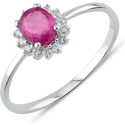 Lillian Vassago Prsten s rubínem a brilianty z bílého zlata LLV59 DR003WR