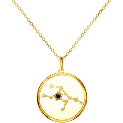 SAVICKI Зодиакална колие savicki. Дева: позлатено сребро. черен диамант