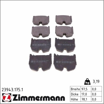 Sada brzdových platničiek kotúčovej brzdy ZIMMERMANN 23943.175.1