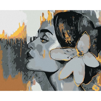 Zuty Malování Podle Čísel Žena Na Šedém Pozadí Se Zlatými Prvky 2 80 x 100 Cm Plátno Rám