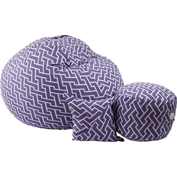 Image 1 of PUFRELAX Комплект Барбарон с табуретка за крака и декоративна възглавница 500л. Matusalem, Zippity Purple, Перящ се калъф, Подходящ за деца, Пълнеж с микс от мемори пяна и дунапрен, Гама Premium (PUF-M-MOP-PT-ZIP)