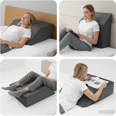 vidaXL Възглавничка за крака Едноцветен Сив 63 x 52 x 19 см PU пяна (42020191)