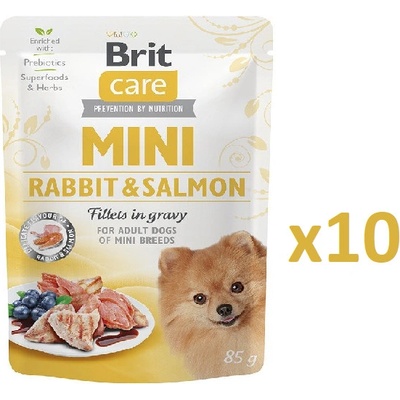 Brit Care Mini Rabbit & Salmon fillets in gravy 10 x 85 g