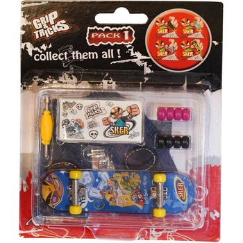 Grip & Tricks Играчка за пръсти Skateboard, син, с емоджи (GT-FSO-M107)