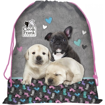 DERFORM Спортна торба Derform Cleo&Frank - Кученца, сива (WOCF24)