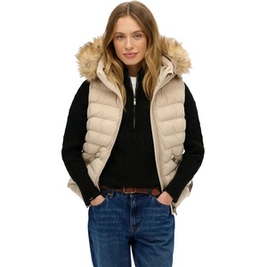 SUPERDRY Потник Superdry Fuji Faux Fur vest - Beige (Chateau Grey)