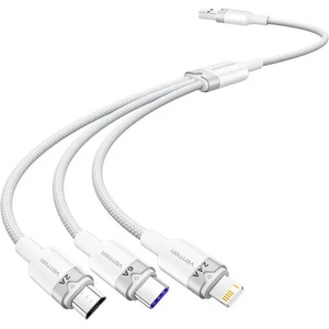 Vention USB 2.0 A към 3-в-1 6A кабел Vention CTRWG 1.5M (бял) (CTRWG)