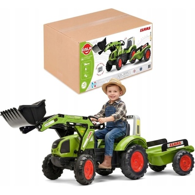 Šliapací traktor Clas Arion 430 s nakladačom a vlečkou Falk