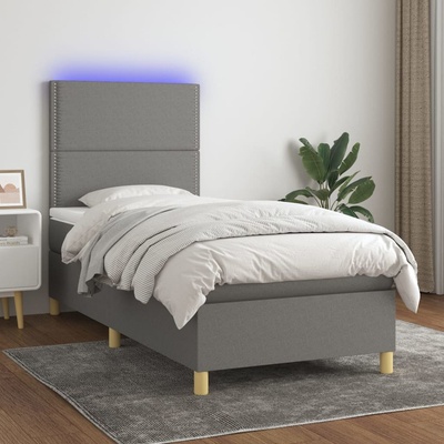 Petrashop 3135334 boxspring postel s matrací a LED tmavě šedá textil