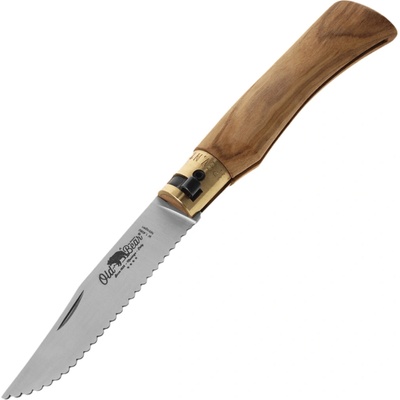 OLD BEAR M - STAINLESS STEEL, OLIVE HANDLE, SERRATED BLADE 9337/19_LU