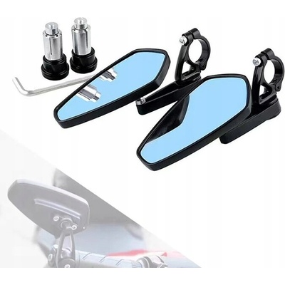 MOTOCYKLOVÉ ZRKADLÁ NA RIADIDLÁ UNIVERZÁLNE 7/8'' 22MM MODRÉ ZRKADLO