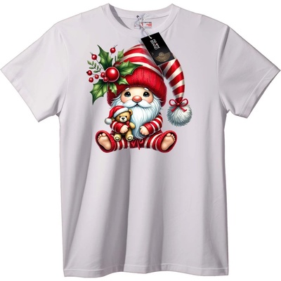 NOONEBRAND Тениска Празнично Джудже Коледна Мечка - 2XL, Black