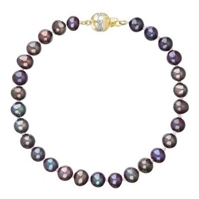 Pavona perlový náramek z říčních perel se zapínáním ze 14 karátového zlata 923001.3/9266A dk.peacock