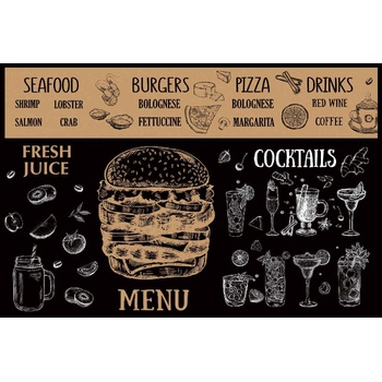 DIMEX ART s. r. o Флизелинов фототапет меню на ресторант - черно 375 x 250 см