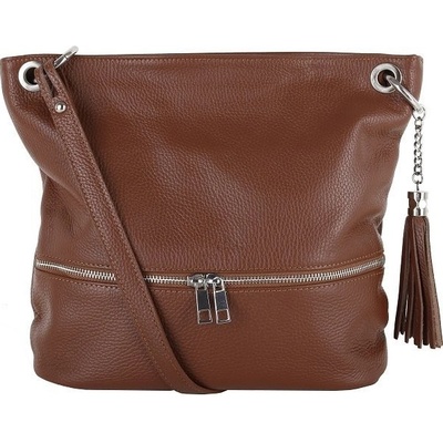 Talianske Talianska kožená crossbody kabelka Frame hnedá