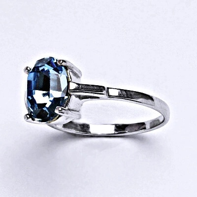 Čištín Stříbrný se Swarovski krystalem akvamarín T 1467