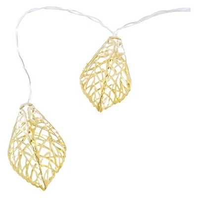 ACA Lighting LED vianočné girlanda Lístočky zlaté teplá biela 3xAA 160 cm IP20