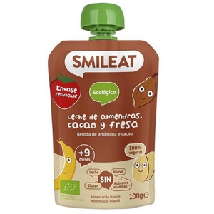 Smileat пауч бадемово мляко, ябълка, банан, ягода, ориз и какао 9M+, ОРГАНИЧЕН, 100 гр