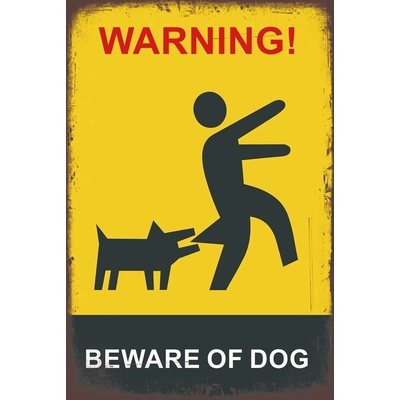Plechová ceduľa Warning - Beware of dog
