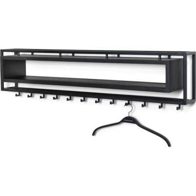 Spinder Design Черна метална стенна закачалка с рафт 118 cm School - Spinder Design (GW968-22-22)
