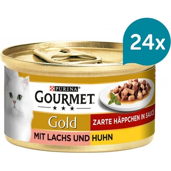 Gourmet Gold jemné kousky losos a kuřecí 24 x 85 g